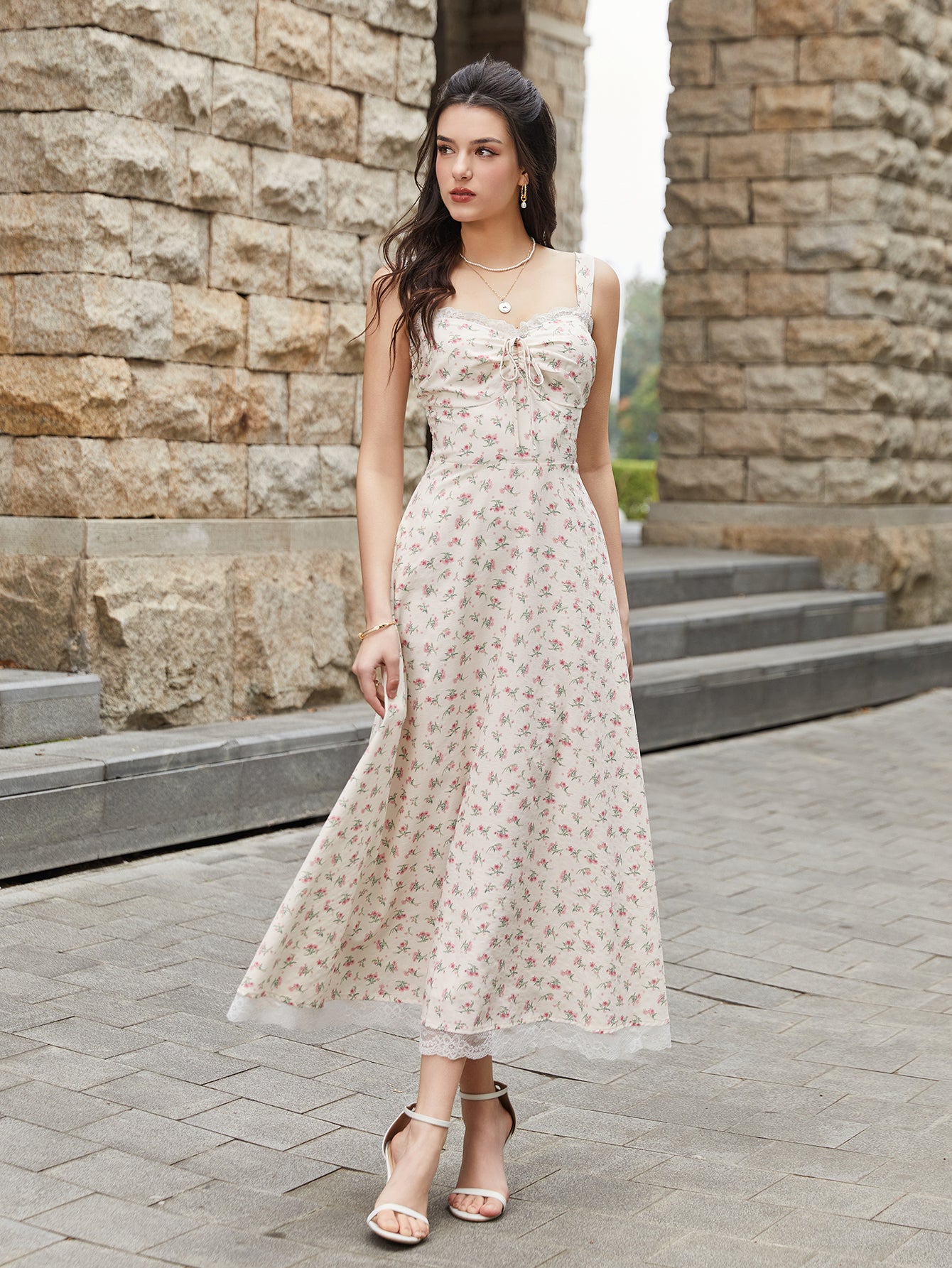 floral print lace dress Mimi Lace Floral Maxi Dress