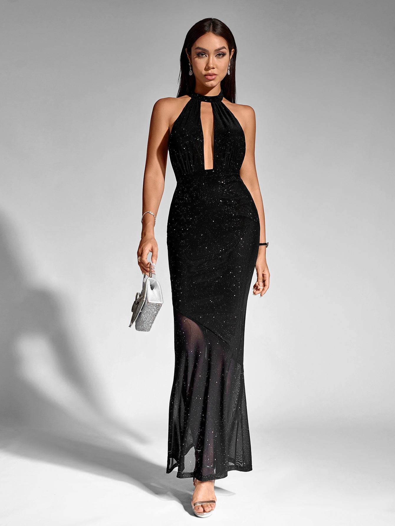 O-Neck Cut Out Mesh Sequin Mermaid Dress – Parthea Fashion