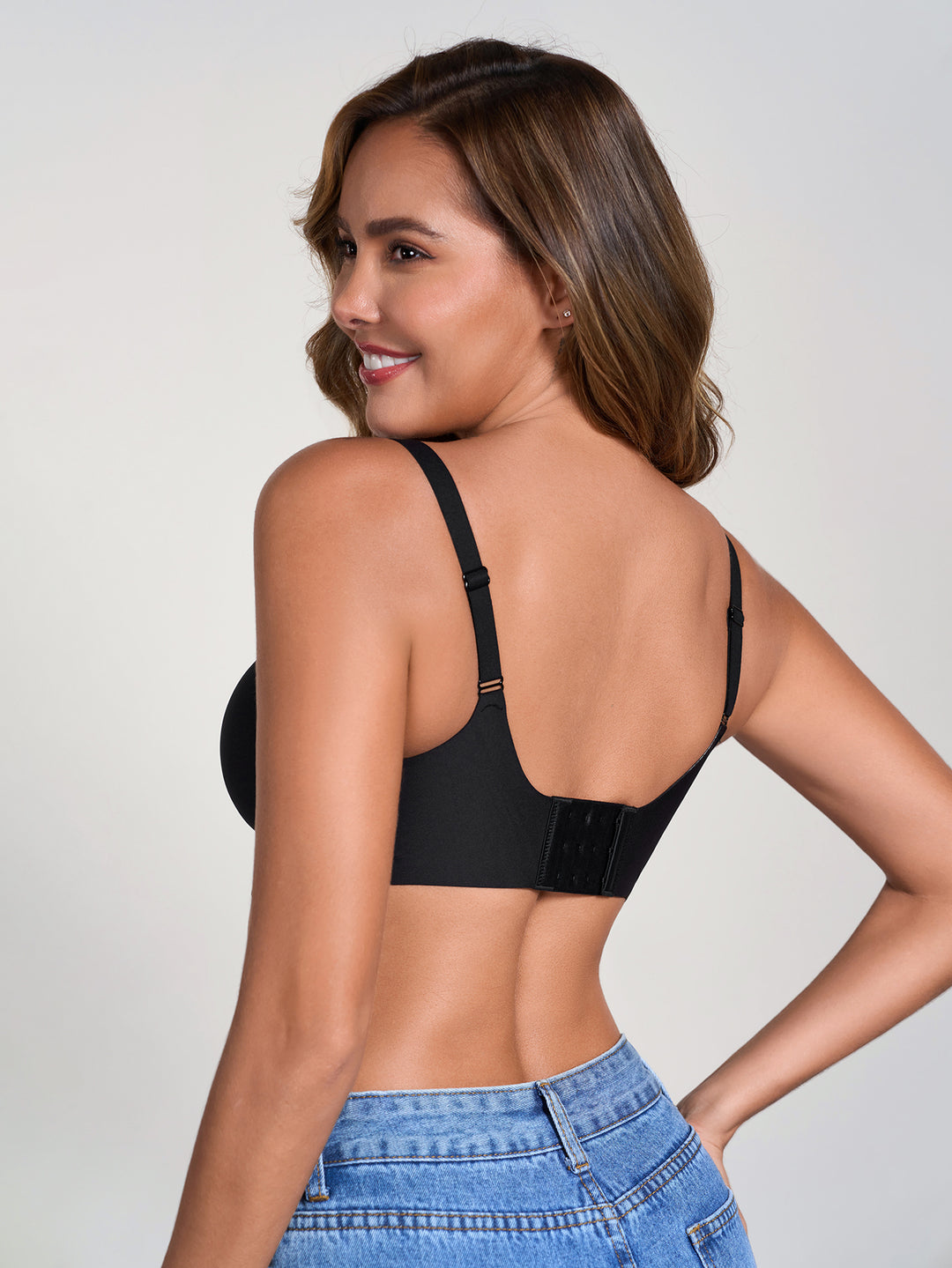 Back Adjustable Straps Wireless Underwear#color_black