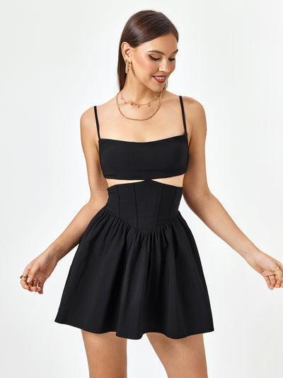 backless cut out mini dress#color_black