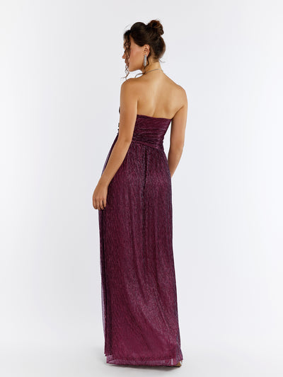 glitter backless tube maxi dress#color_wine