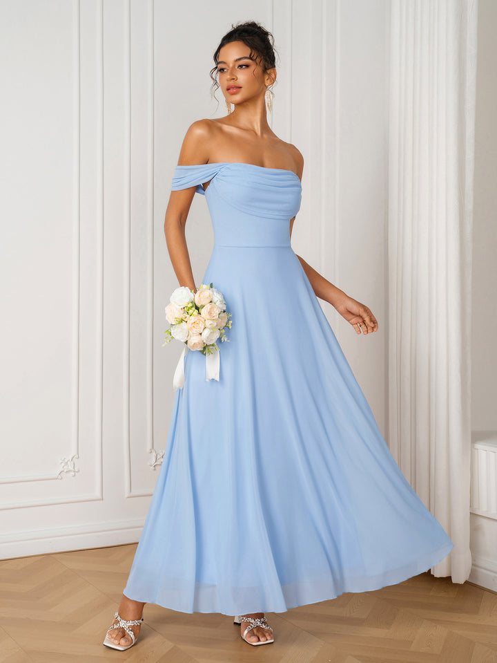 Ruched Bust Solid Backless Mesh Dress