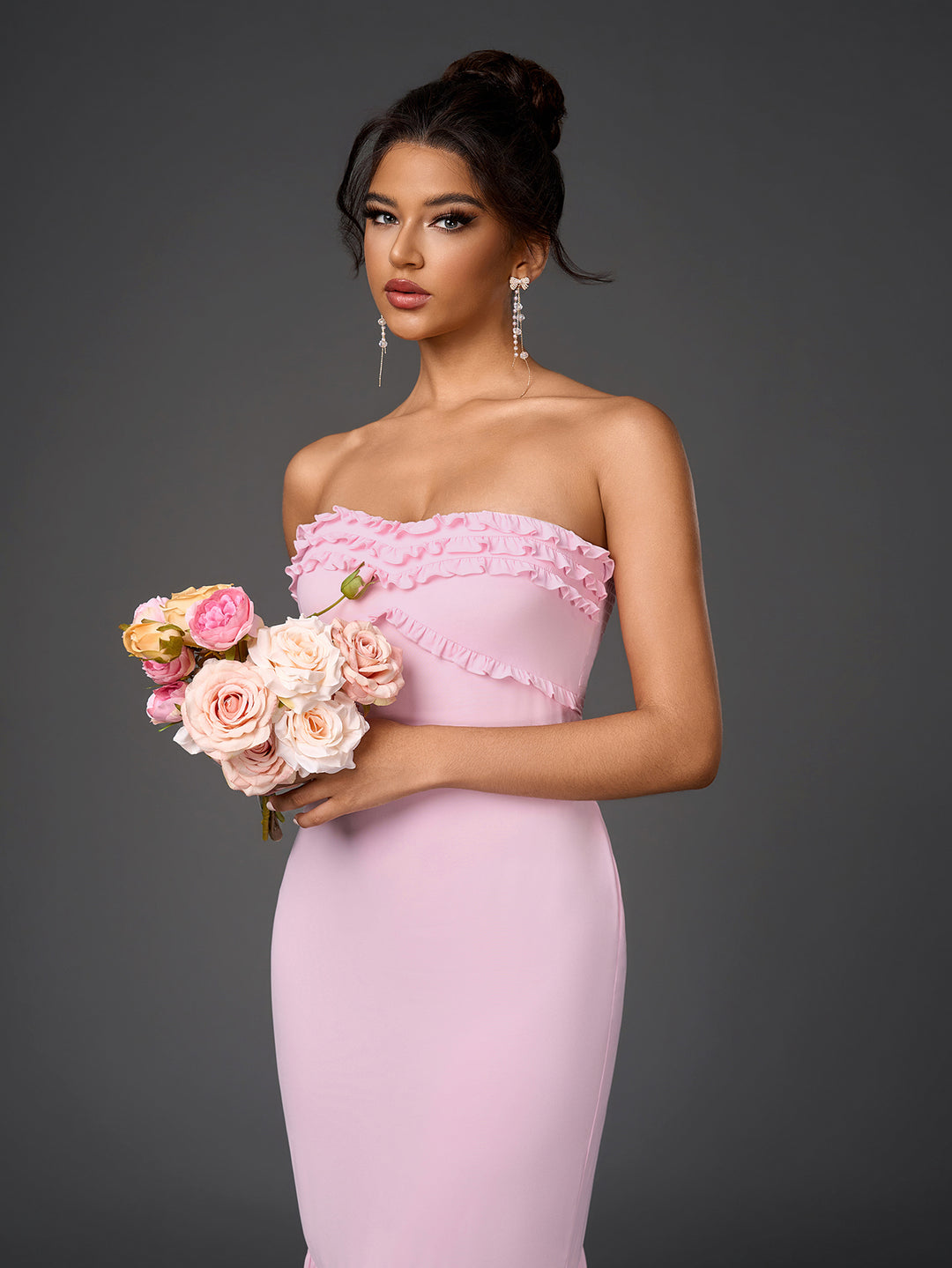 pink backless bodycon dress Pleated Satin Backless Spaghetti Straps Bodycon Homecoming Dress