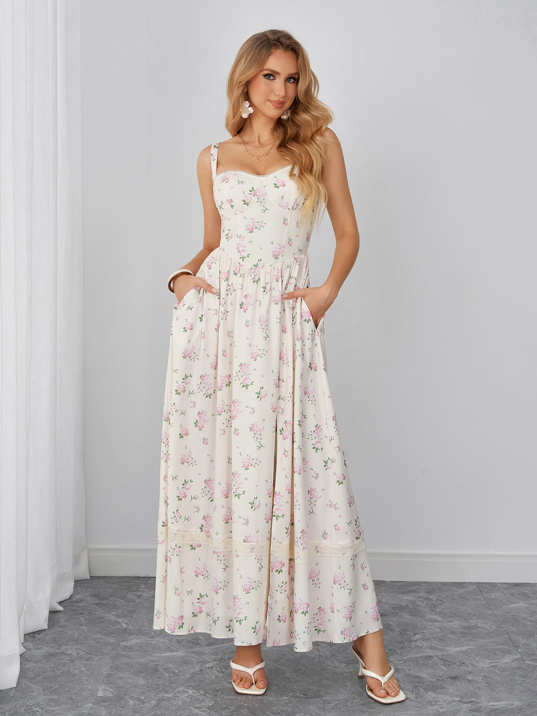 Backless Split Pocket Floral Print Maxi Dress Parthea Fashion Backless Split Pocket Floral Print Maxi Dress Parthea Fashion