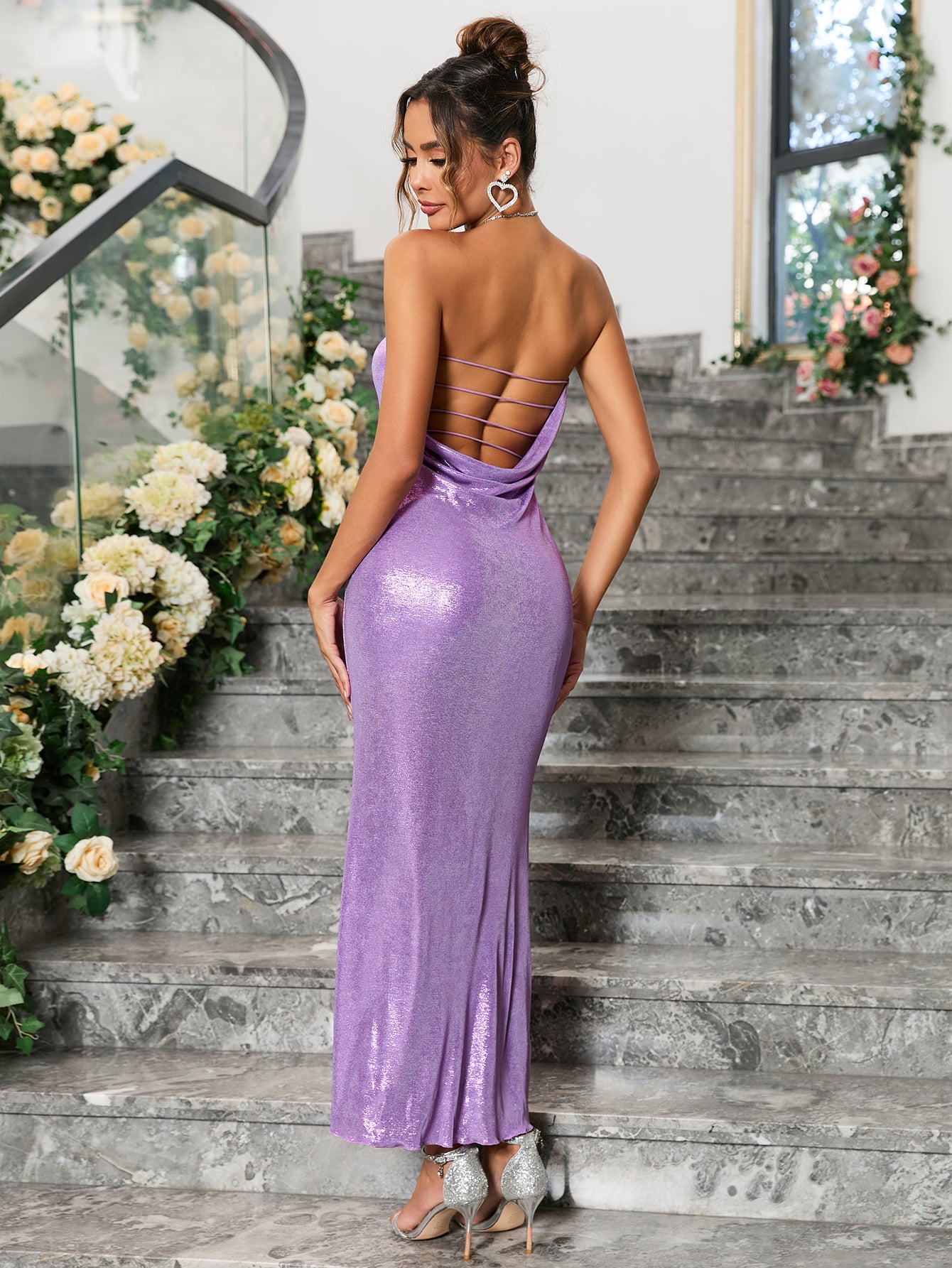 tie backless sparkly tube dress#color_purple