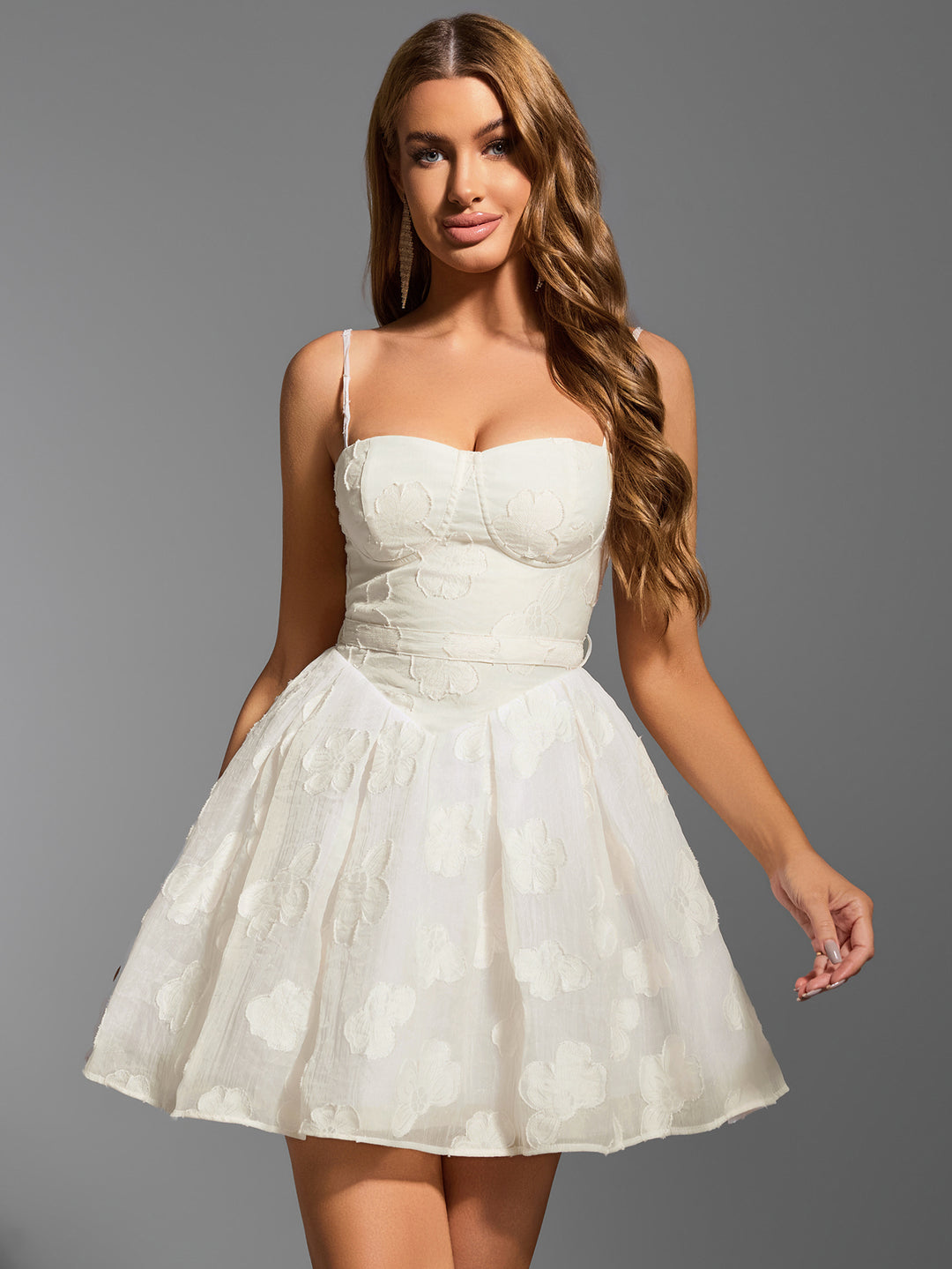 Bow Tie Back Jacquard Corset Cami Dress, Ivory / Xs Bow Tie Back Jacquard Corset Cami Dress, Ivory / Xs