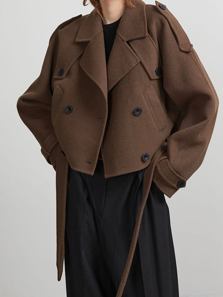 Decoration Tie-Up Button Jacket#color_brown