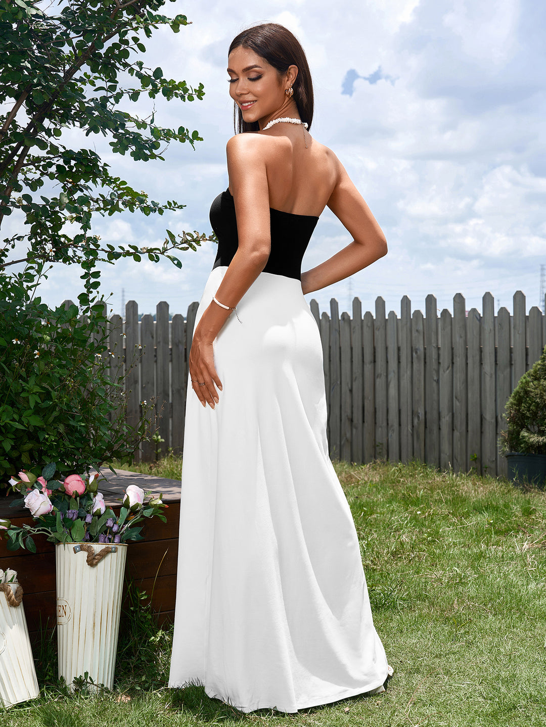 Contrast Ruched Waist Tube Maxi Dress Parthea Fashion Contrast Ruched Waist Tube Maxi Dress Parthea Fashion