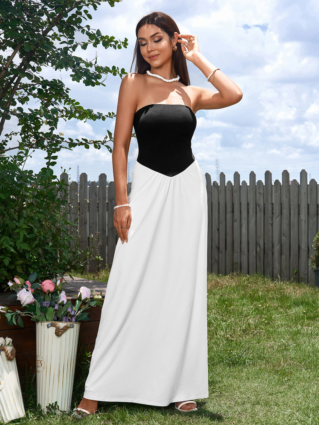 maxi dress ruched waist Raegan Pearl White Jacquard Ruched Maxi Dress XS / 2