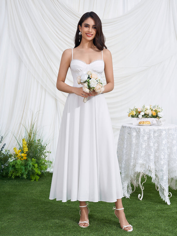 Corset Back Crisscross Lace Trim Cami Dress