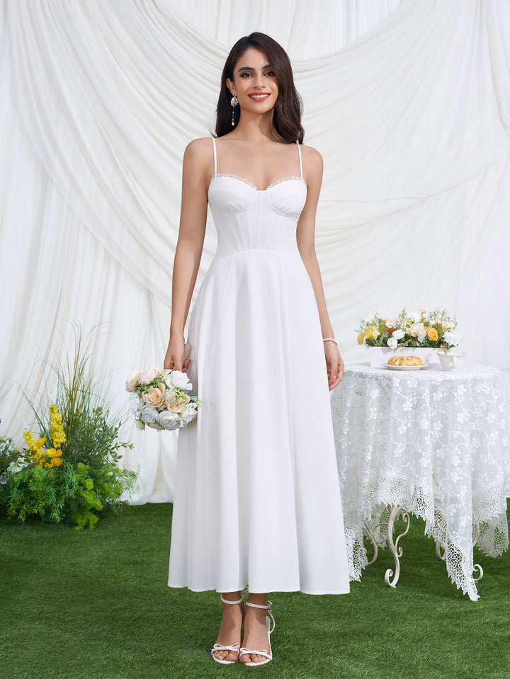 Corset Crisscross Back Lace Trim Cami Dress