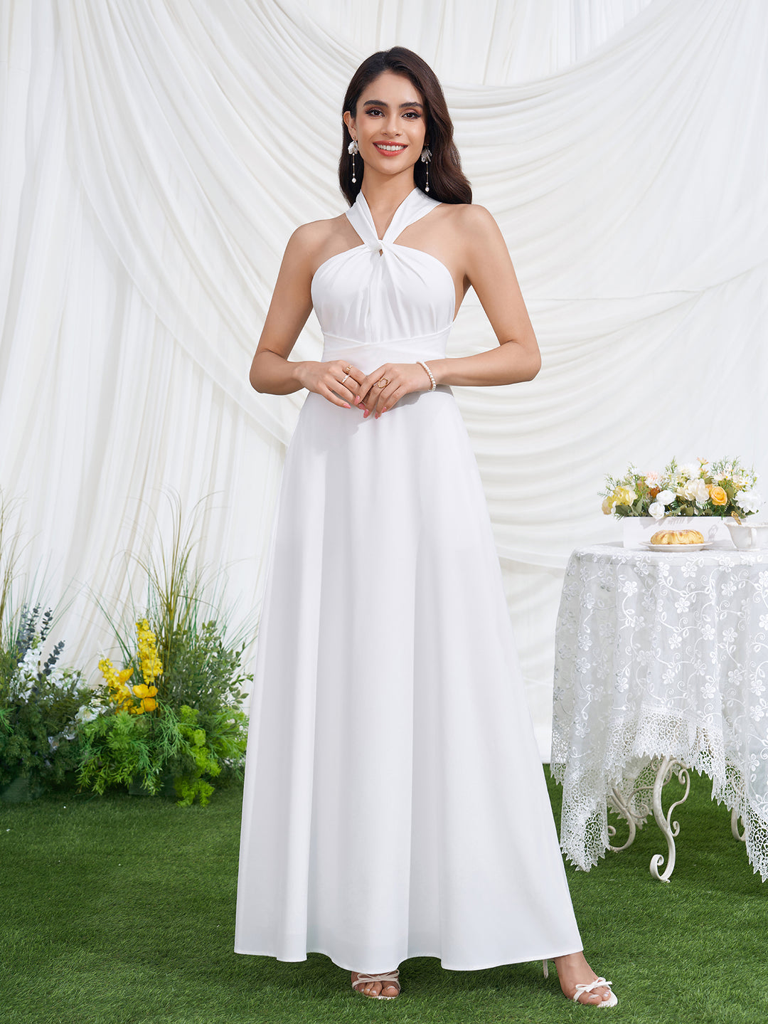 Back Tie Crisscross Pocket Maxi Dress