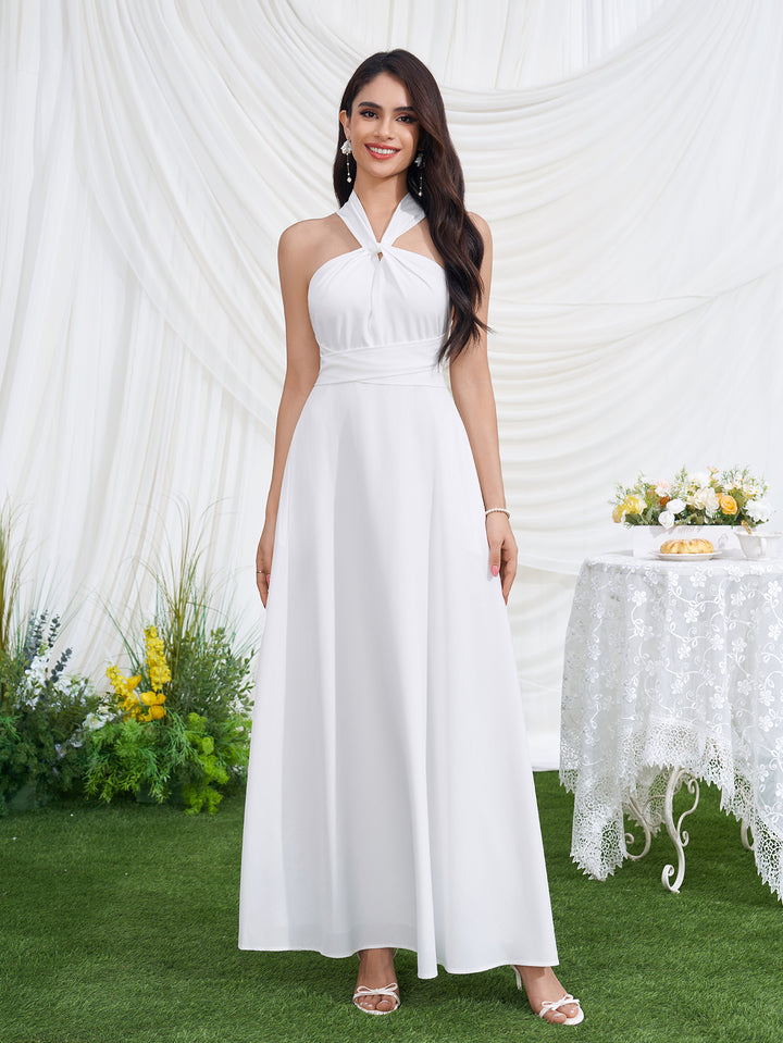 Back Crisscross Tie Pocket Maxi Dress