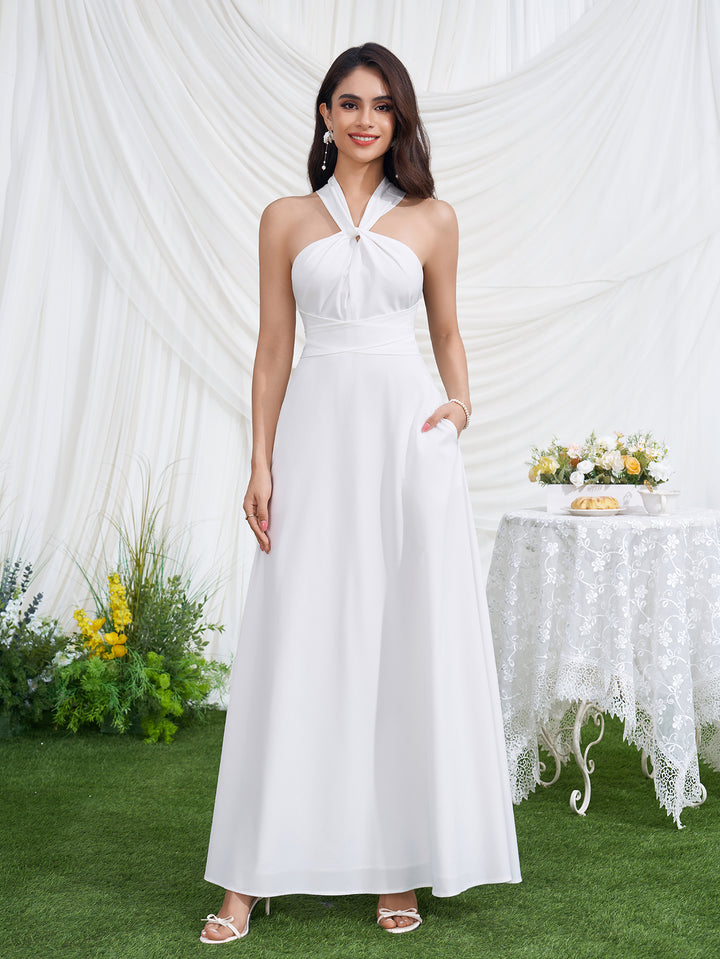 Crisscross Tie Back Pocket Maxi Dress