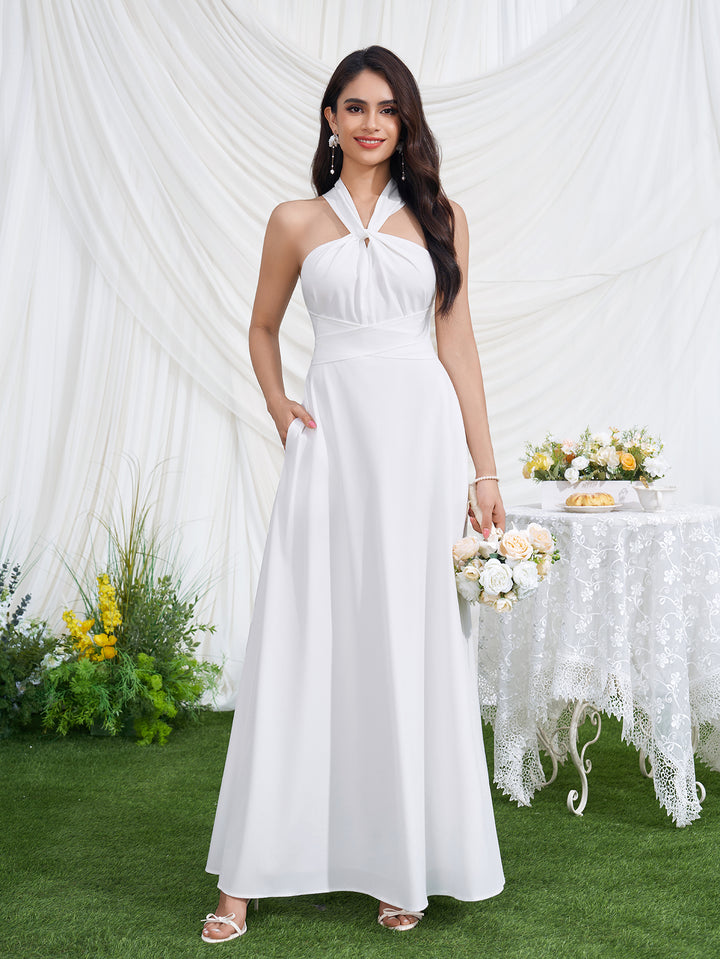 Tie Back Crisscross Pocket Maxi Dress