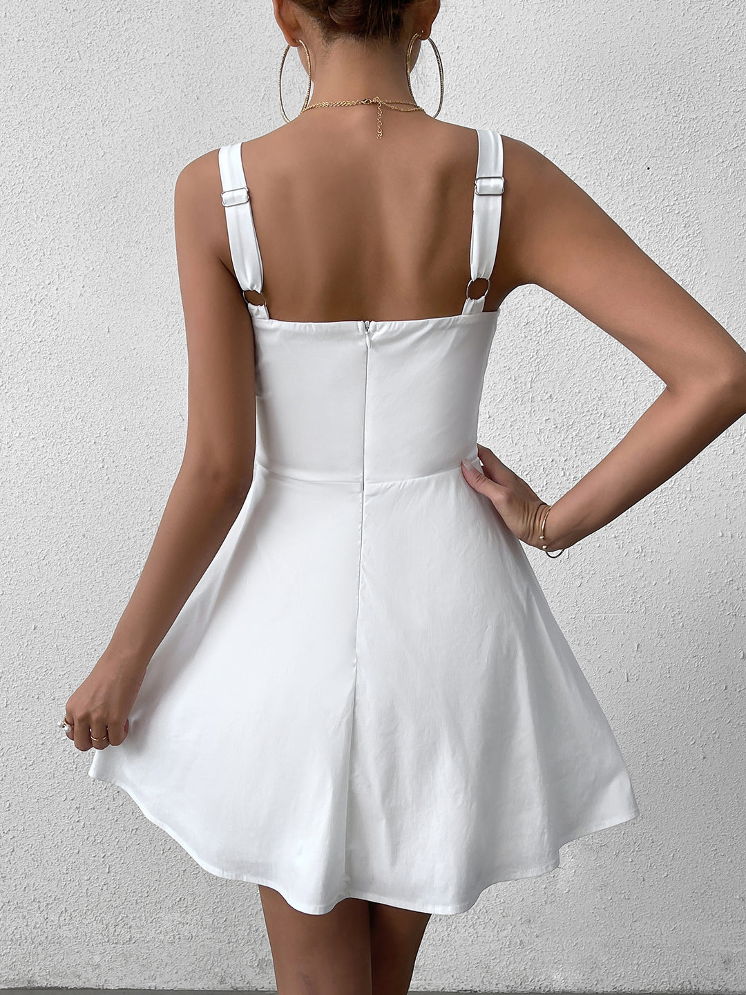 Cut Out Backless Ruched Bodycon Dress, White / Xs Cut Out Backless Ruched Bodycon Dress, White / Xs