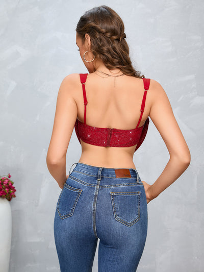 draped crop cut out cami top#color_red