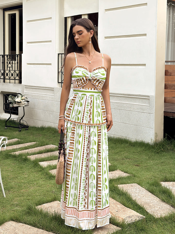 Split Ruched Cut Out Floral Print Cami Dress