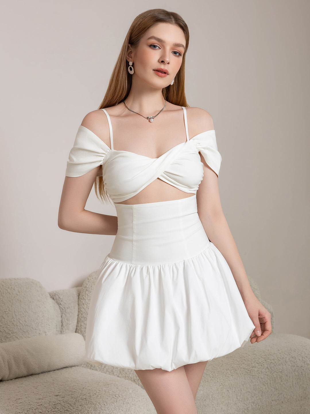 twist front ruched dress CLEARANCE- Twist Front Ruched Midi Dress