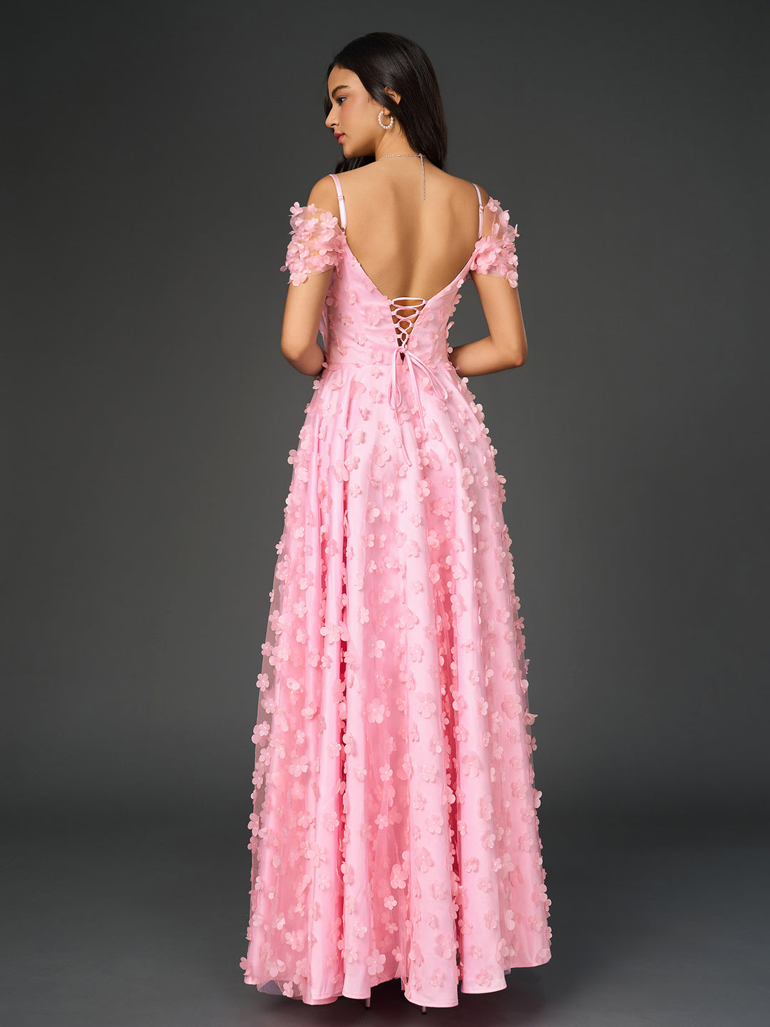 Deep V-Neck Crisscross Back Floral Applique Decoration Prom Dress Parthea Fashion Deep V-Neck Crisscross Back Floral Applique Decoration Prom Dress Parthea Fashion