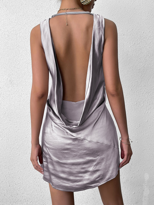 V-Neck Satin Mini Dress main image 1