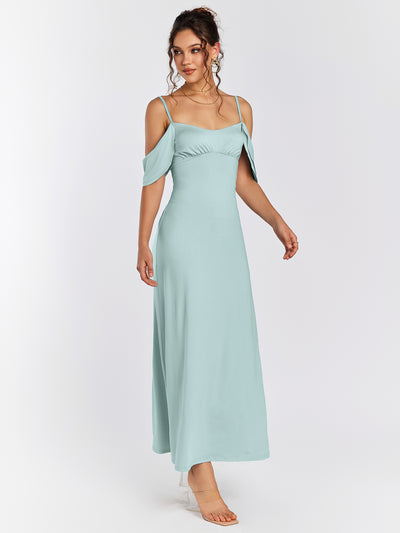 backless draped sleeve ruched bust bodycon dress#color_mint