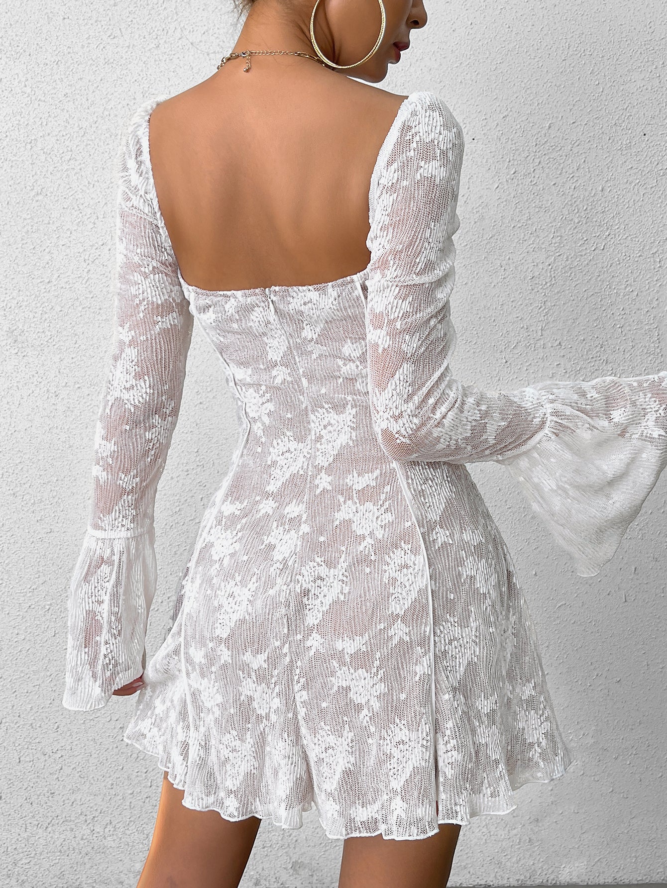 Flounce Sleeve Tie Waist Dress