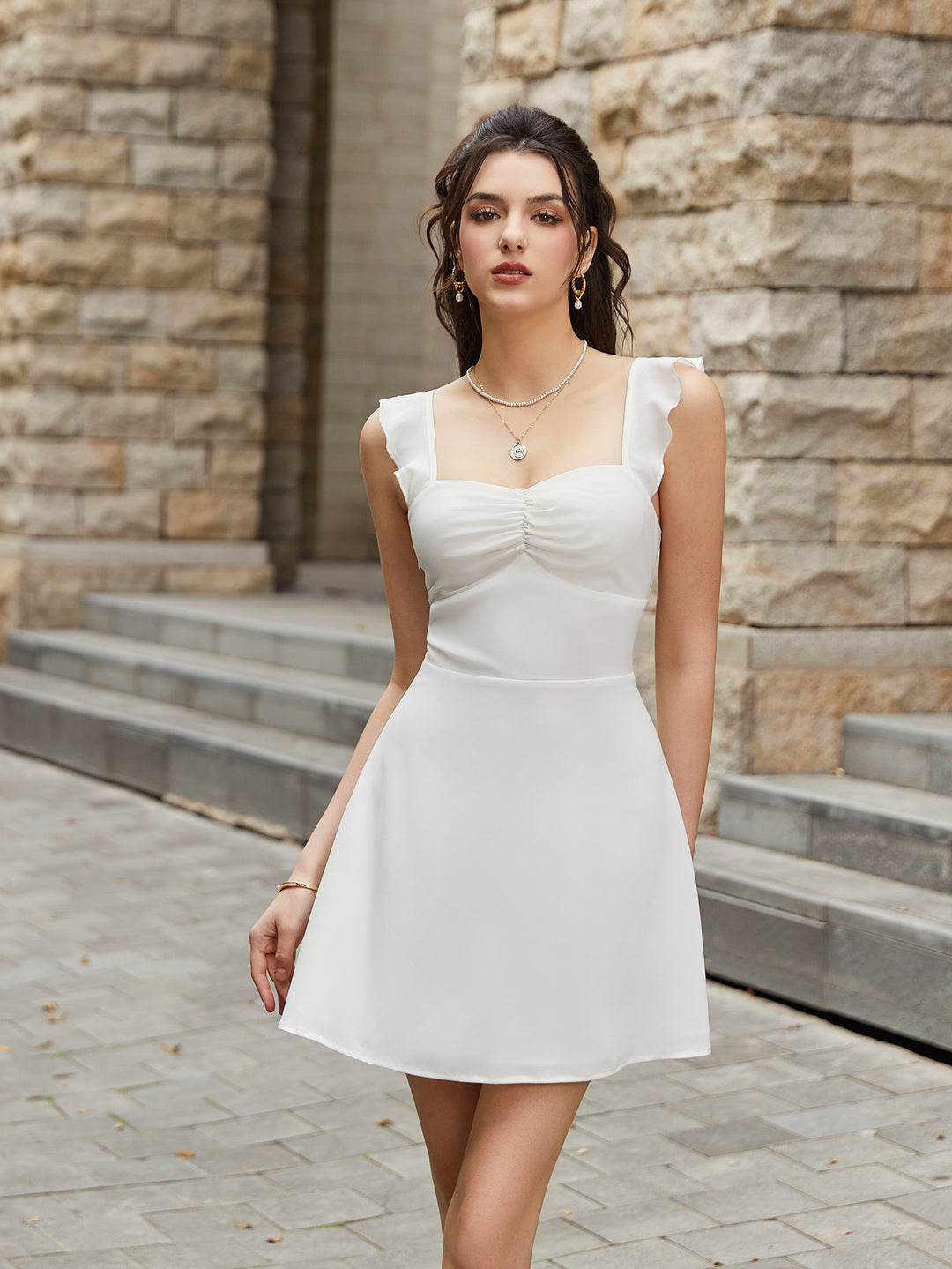 Fly Sleeve Ruched Bust Crisscross Tie Back Dress Parthea Fashion Fly Sleeve Ruched Bust Crisscross Tie Back Dress Parthea Fashion