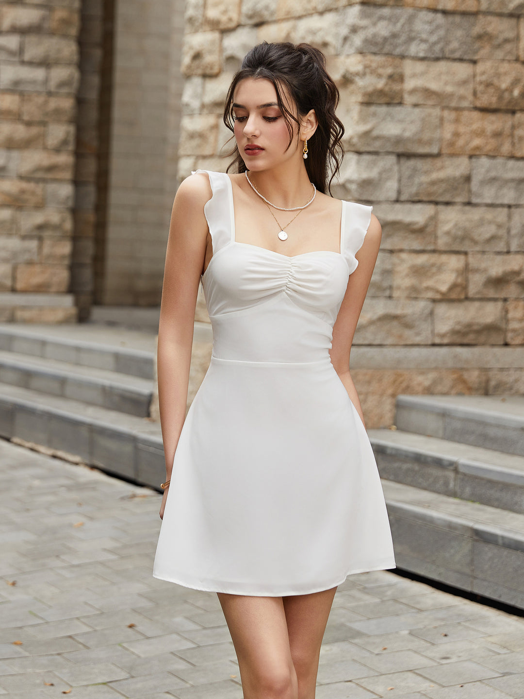 white ruched bust dress Ruched Bust Mini Dress Cotton Candy LA