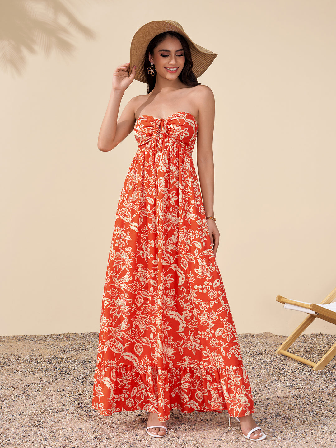Backless Cut Out Halter Ruched Floral Print Dress