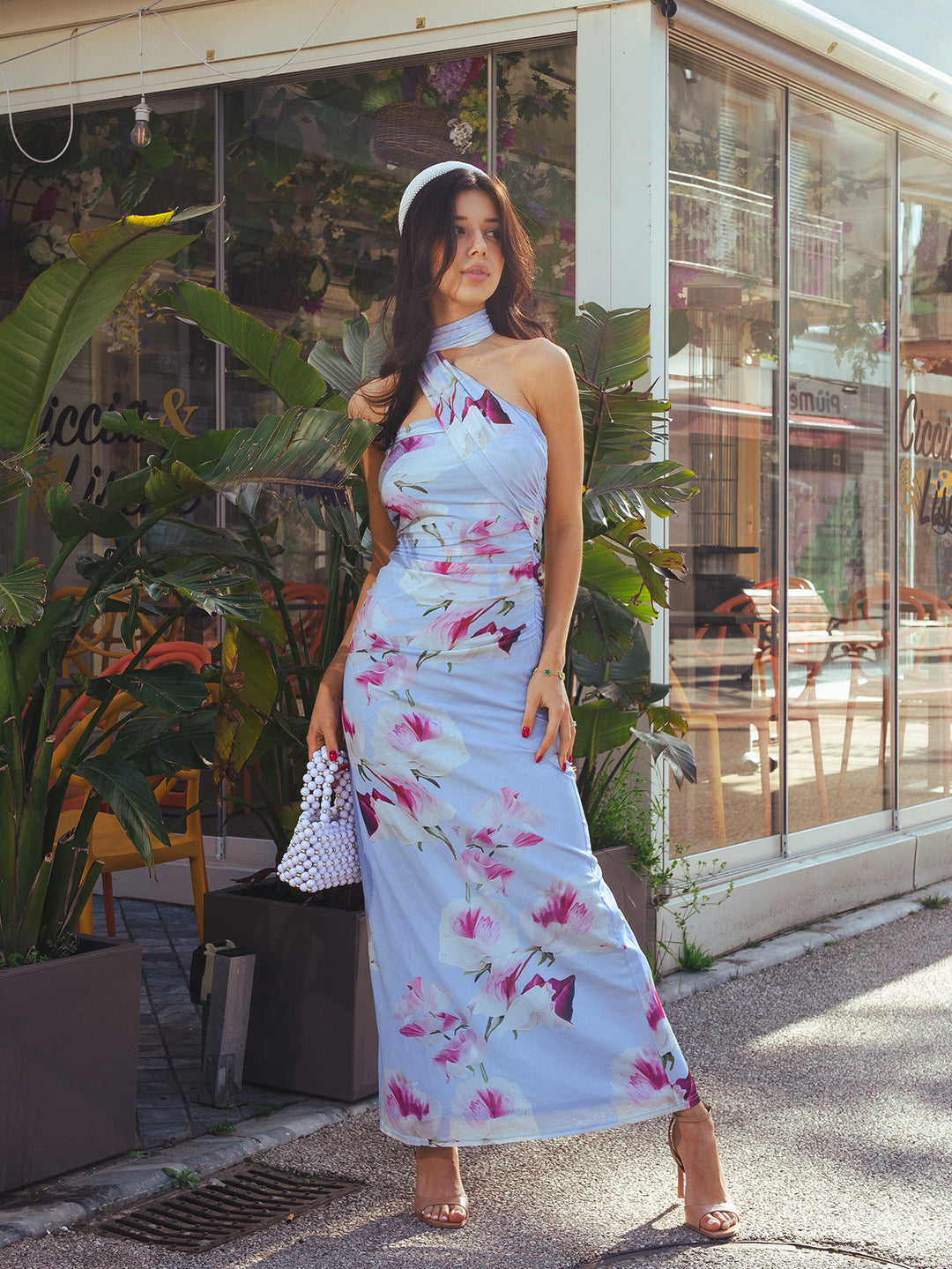 Halter Neck Ribbon Mesh Floral Print Tube Dress Parthea Fashion Halter Neck Ribbon Mesh Floral Print Tube Dress Parthea Fashion