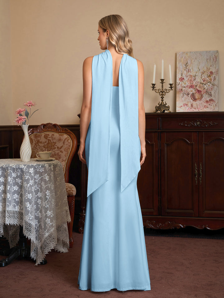 Hanging Ribbon Neck Backless Solid Tube Dress