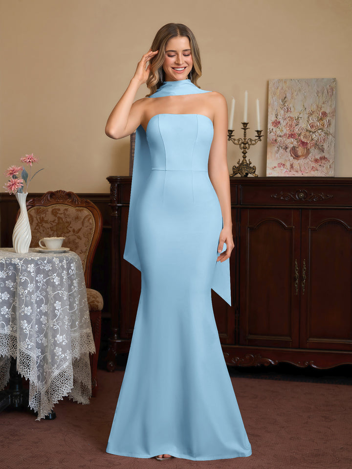 Ribbon Hanging Neck Backless Solid Tube Dress