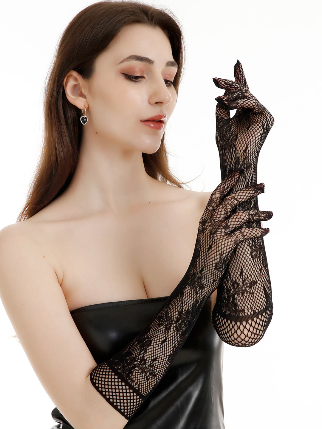 Fishnet Lace Gloves As Clothing#color_black
