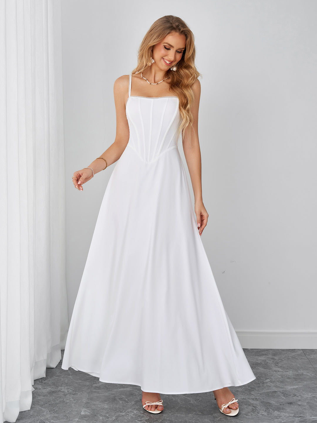 Crisscross Back Corset Lace Trim Cami Dress