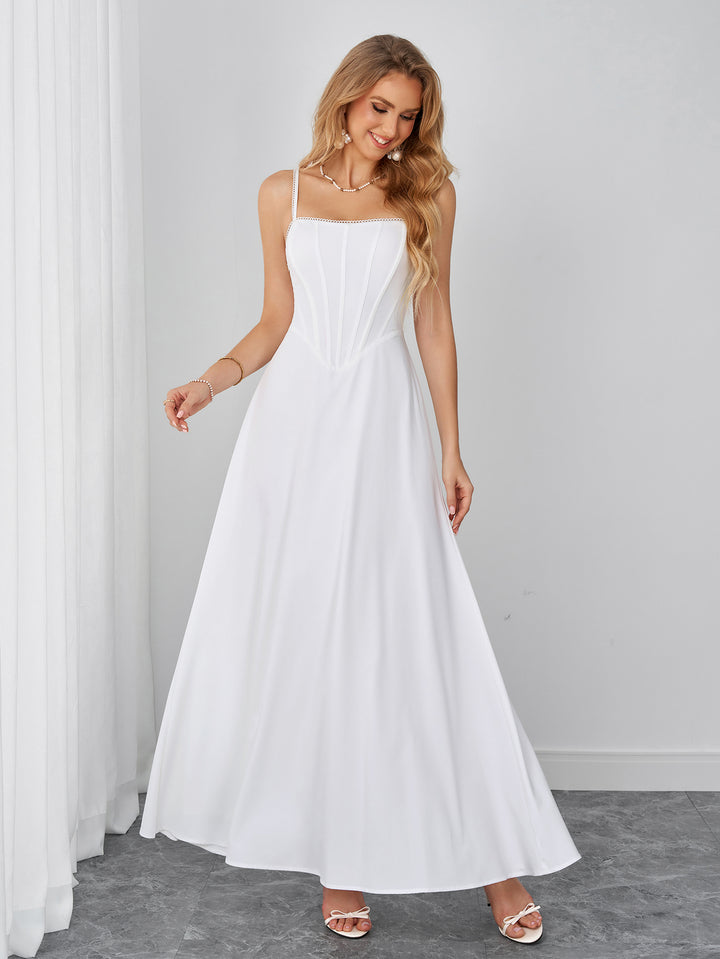 Crisscross Back Corset Lace Trim Cami Dress