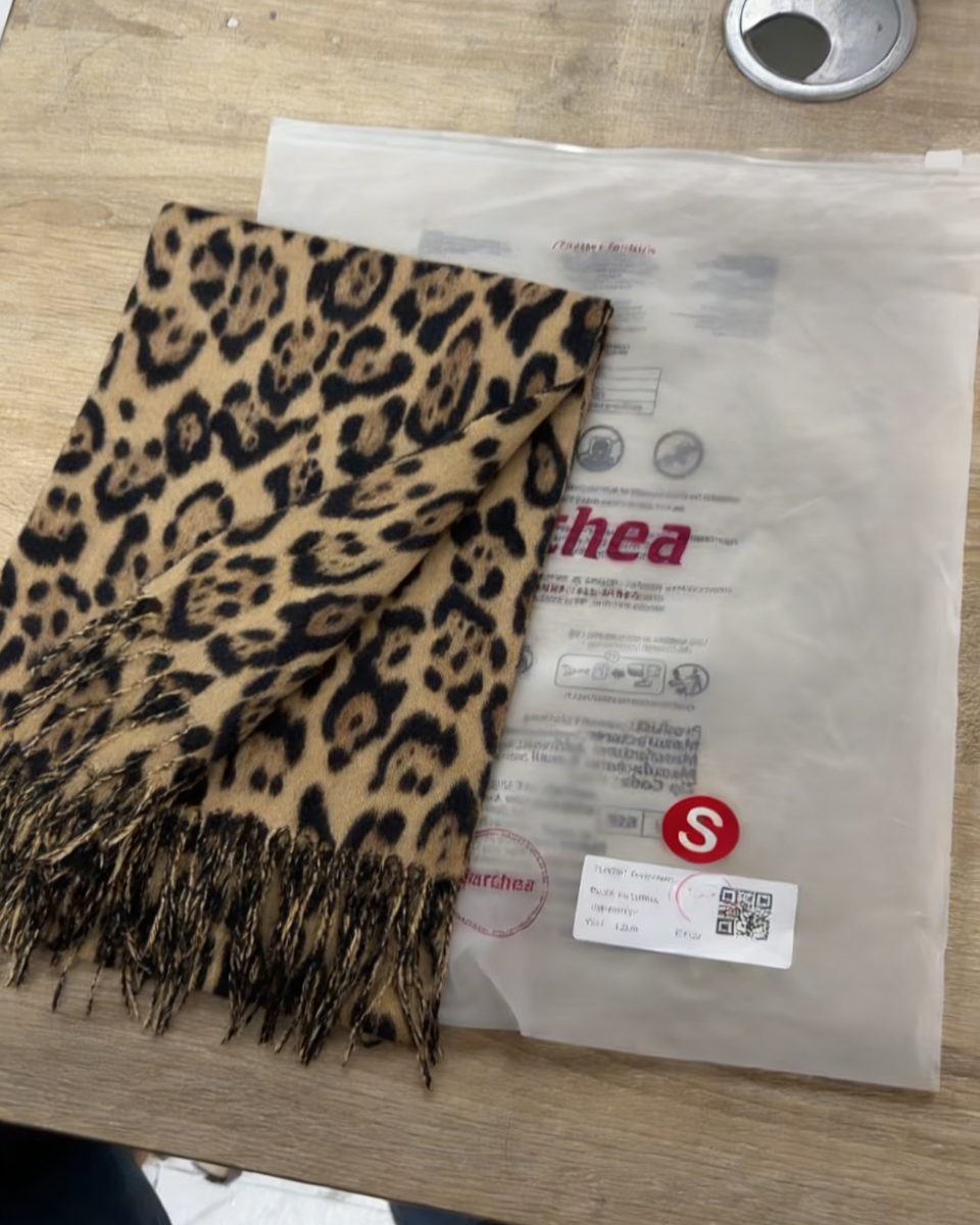 Leopard Print ScarfFringed #color_brown