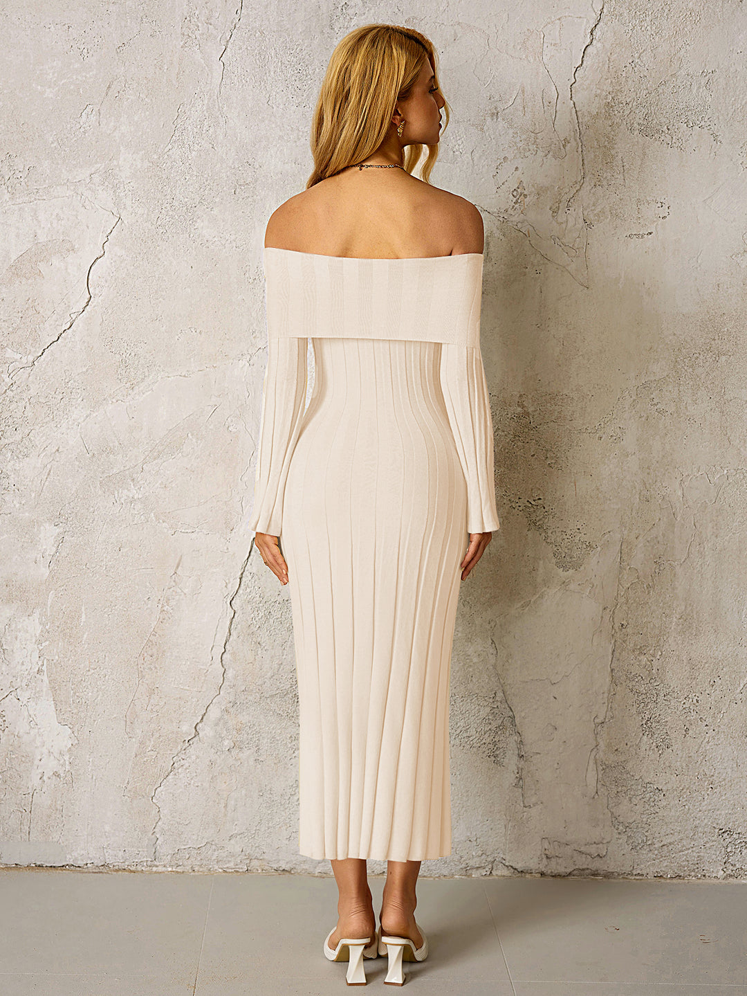 Off Shoulder Bodycon Knitted Dress