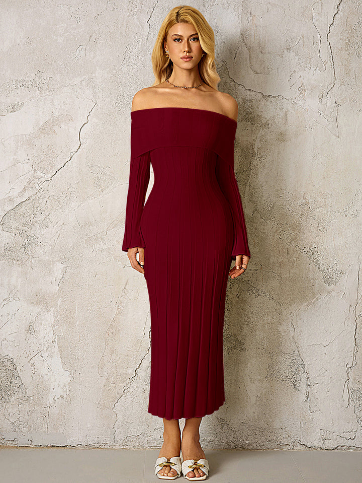Bodycon Off Shoulder Knitted Dress