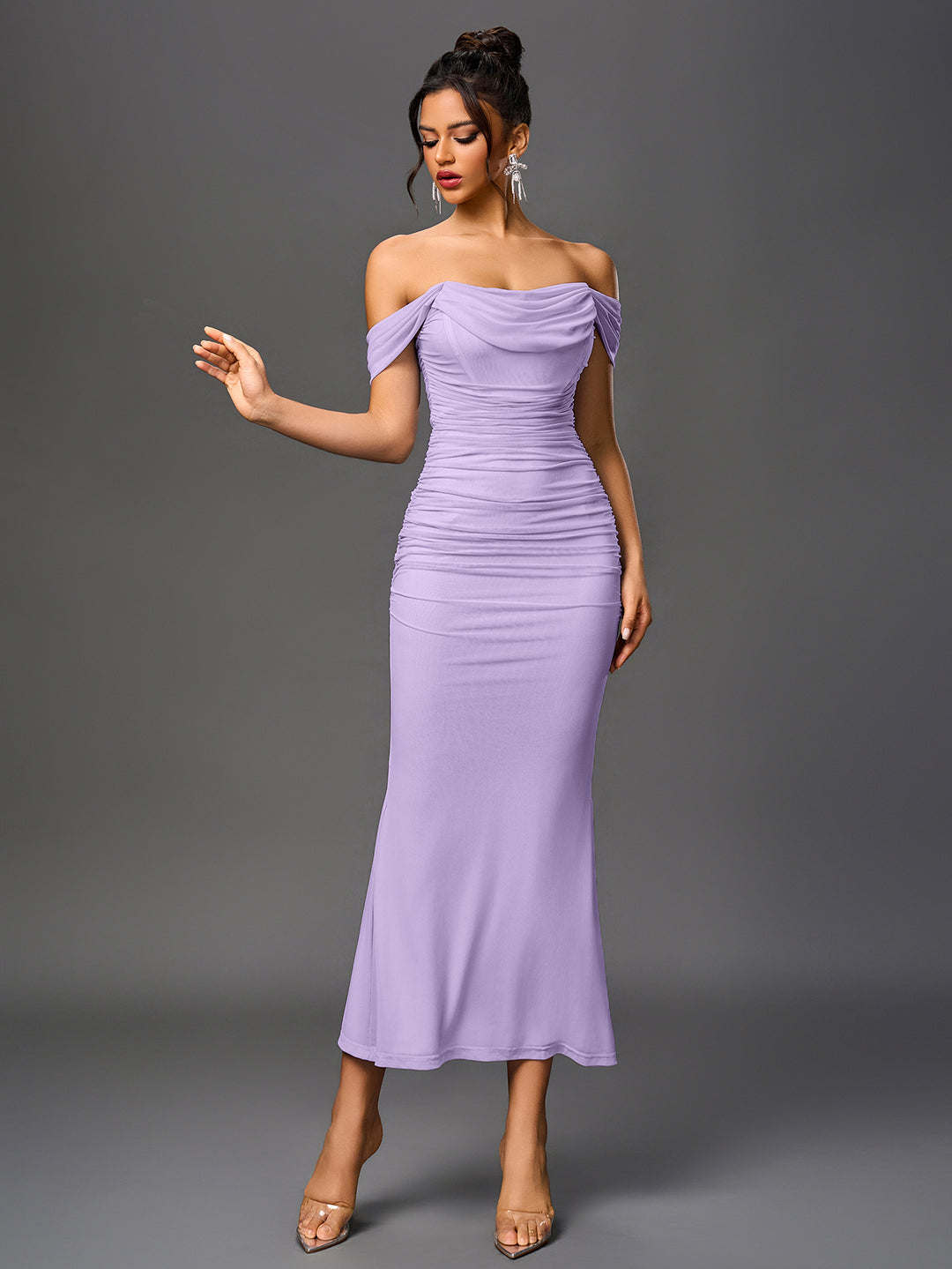 zip back ruched bodycon dress Hazel Blues