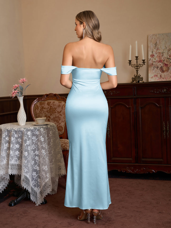 Off Satin Shoulder Backless Mermaid Dress#color_blue