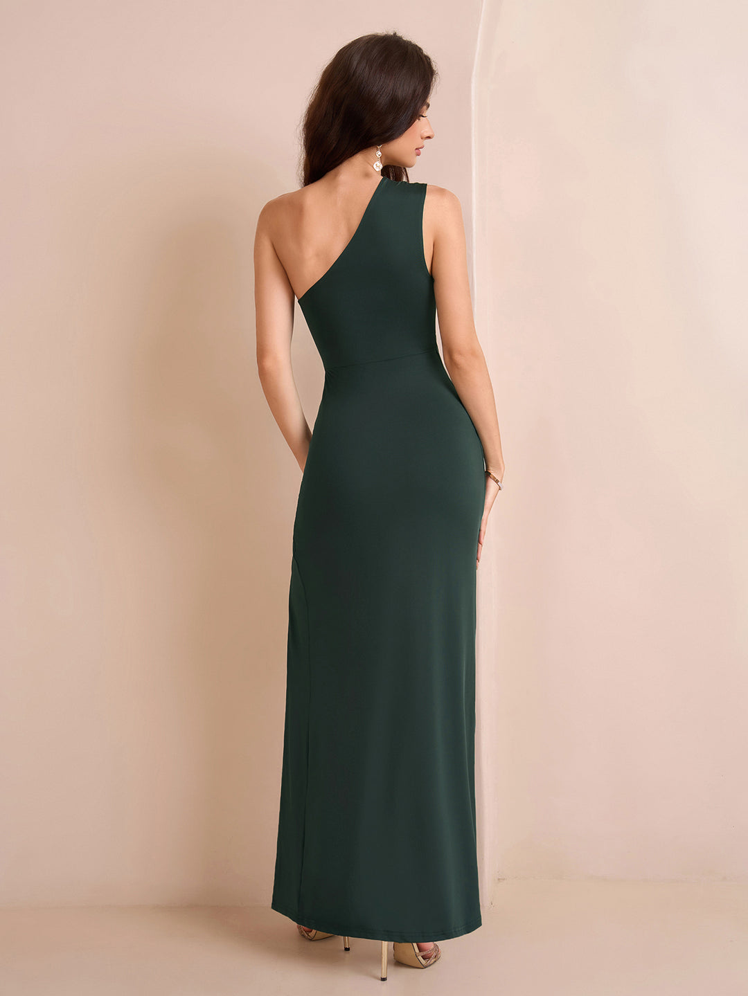 one shoulder split thigh dress one shoulder split thigh dress elegant solid color