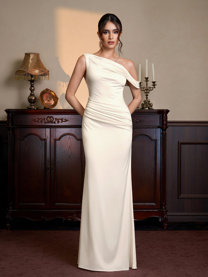 Bodycon Satin One Shoulder Maxi Dress