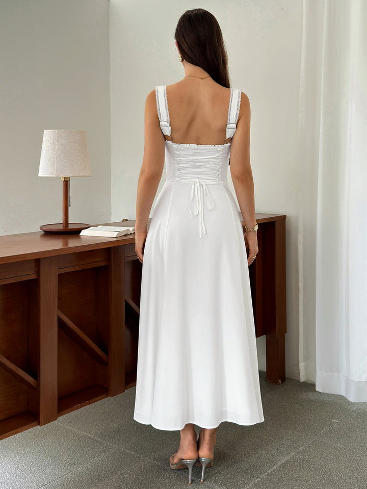 Ruched Crisscross Back Bust Bow Tie Front Dress