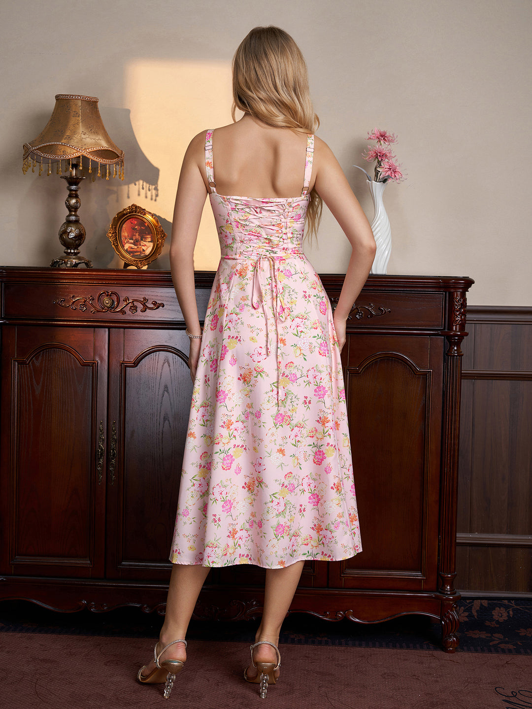 Ruched Bust Cami Split Thigh Dress