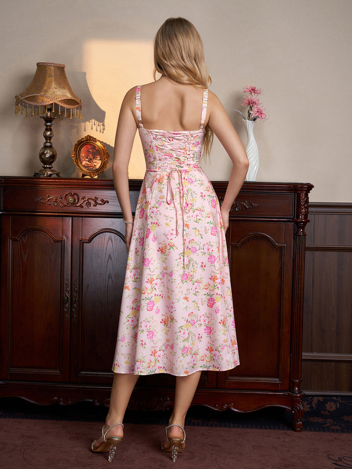 Ruched Bust Cami Split Thigh Dress