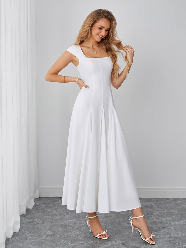 Crisscross Back Square Neck Pocket Maxi Dress