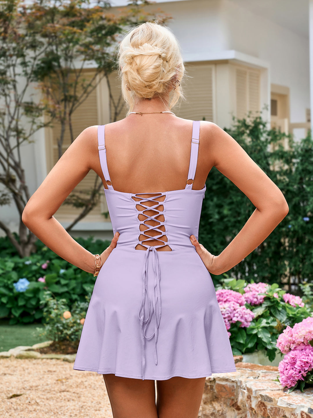 tie neck ruched bust tiered dress SHEIN | Dresses | Tie Neck Ruched Bust Tiered Dress