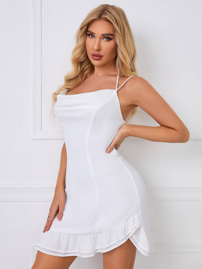    asymmetrical ruffle hem cami dress white side#color_white
