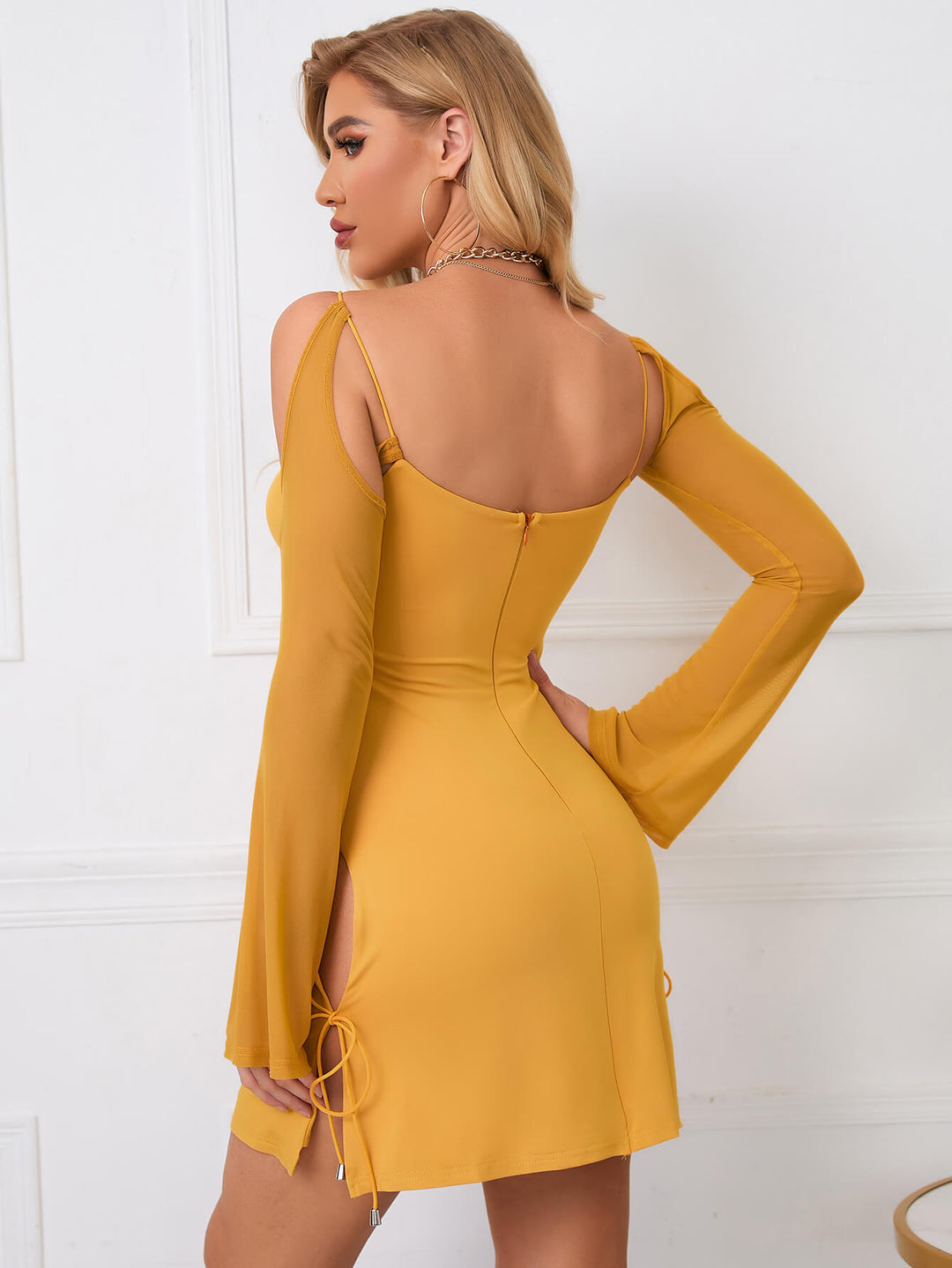 orange cold shoulder dress Karen Millen Crinkle Beaded Cold Shoulder Maxi Dress in Orange